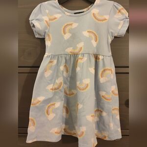 Charming Sky Blue Rainbow Dress for Kids